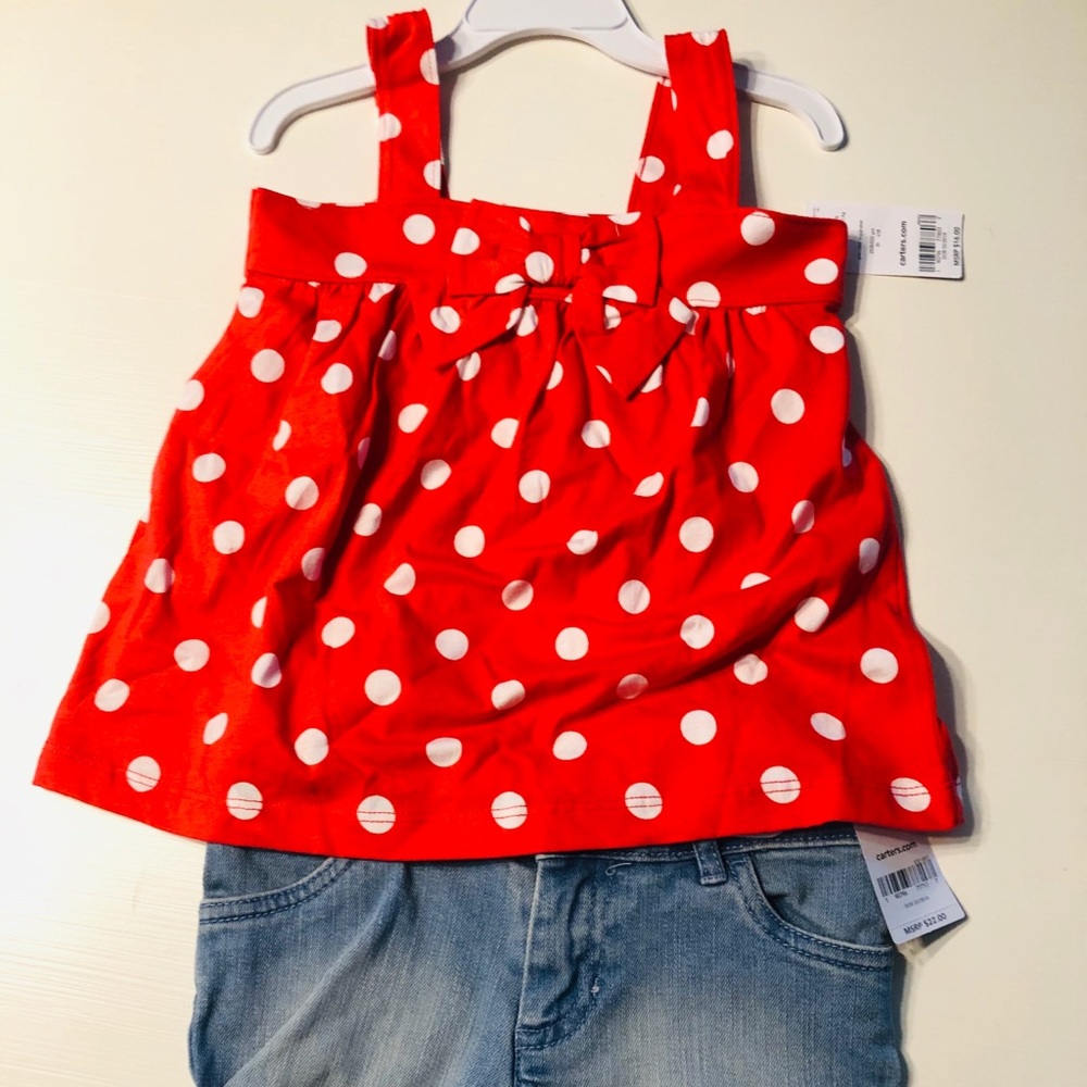 Polka Dot Top with Lace bottom Shorts